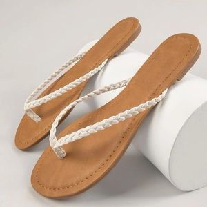 WHITE BRAIDED SANDALS